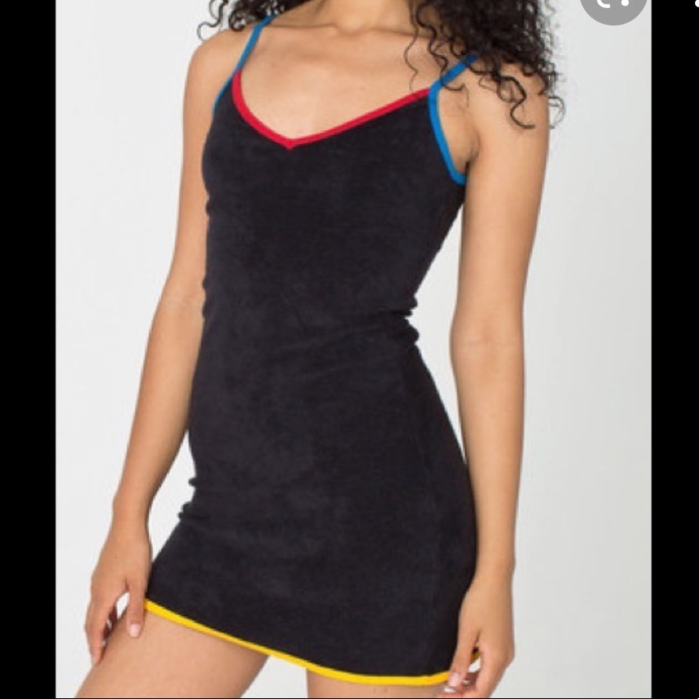 American Apparel Black Mini Dress with Colorful Trim